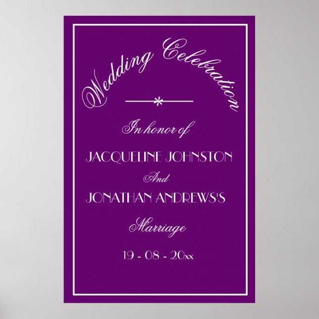 Elegant Personalized Names Wedding Welcome Sign (Front)