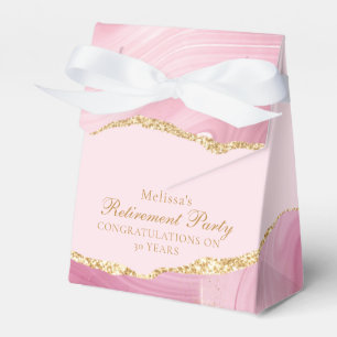 Elegant Personalized Pink Gold Retirement Party Favour Box