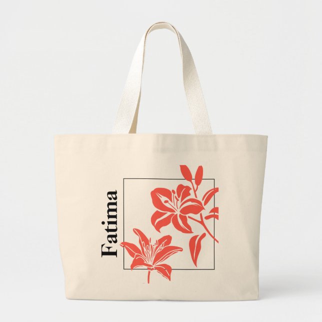 Elegant Personalized Tiger Lilly Tote Bag (Front)