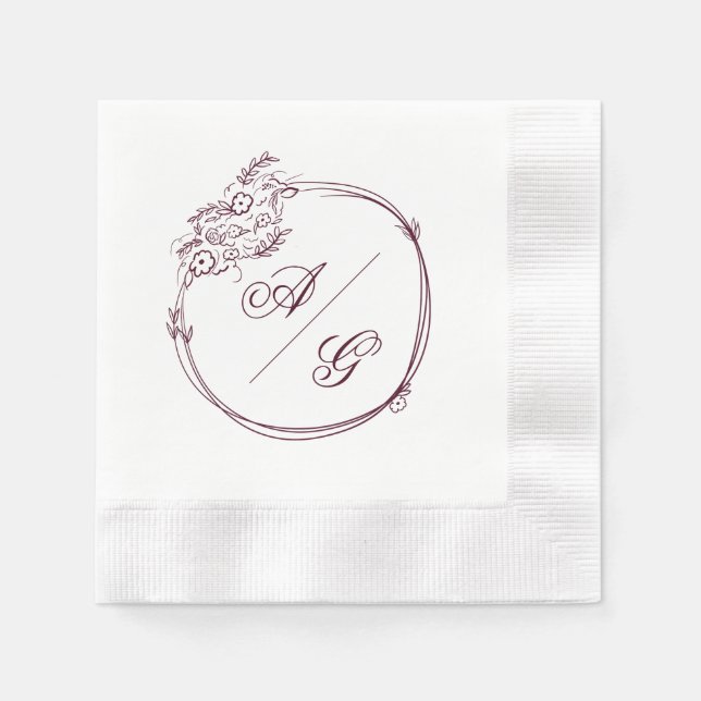 Elegant Personalized Wedding Napkin (Front)