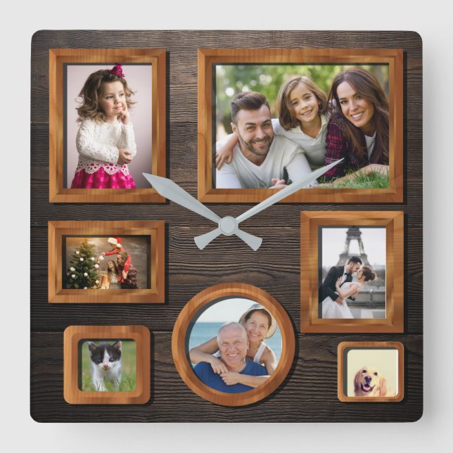 Elegant personalized wood photo frames wood Clock (Front)