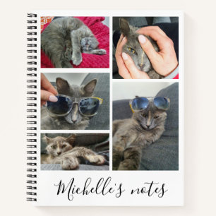 elegant pet cat 5 photos collage personalised notebook
