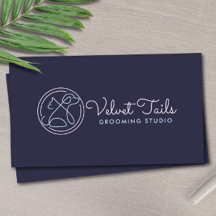 Elegant Pet Groomer Customisable Cat & Dog Logo Business Card