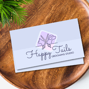 Elegant Pet Groomer Customisable Cat & Dog Logo Business Card