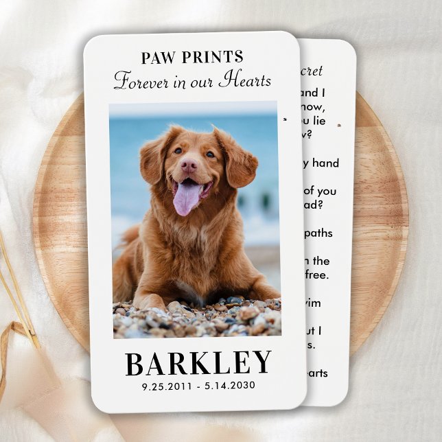 Elegant Pet Memorial Photo Sympathy Prayer Card (Creator Uploaded)