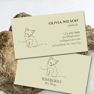 Elegant Pet Shop Logo - Minimalist Cat Line Art  Business Card