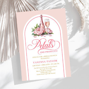 Elegant petals and prosecco bridal blush gold invitation