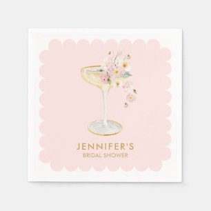 Elegant Petals and Prosecco Bridal Shower Napkin