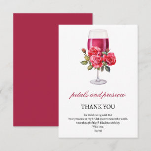 Elegant Petals and Prosecco Bridal Shower Thank You Card