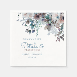 Elegant Petals and Prosecco Floral Bridal Shower Napkin