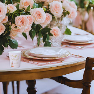 Elegant Petals and Prosecco Floral Bridal Shower Paper Cups