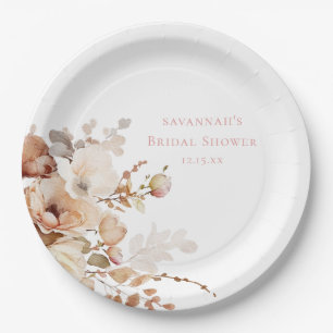 Elegant Petals and Prosecco Floral Bridal Shower Paper Plate