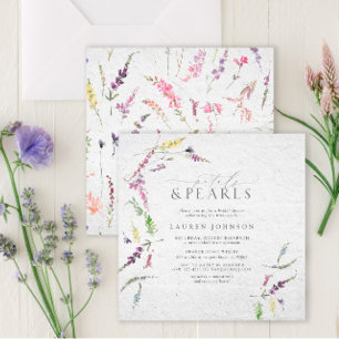 Elegant Petals & Pearls Wildflower Bridal Shower Invitation