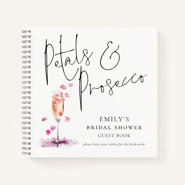 Elegant Petals Prosecco Bridal Shower Guest Book (Front)