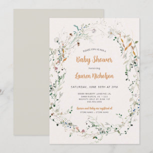 Elegant Petite Wildflower baby shower Invitation