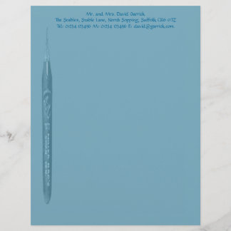 Elegant Petrol Blue Pen Nib Stationery Personalized Letterhead