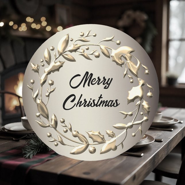 Elegant Pewter and Pale Gold Christmas Holiday Card (Elegant Pewter and Pale Gold Christmas Card by Graphic Allusions)