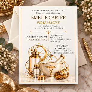 Elegant Pharmacist Retirement Years of Service Invitation