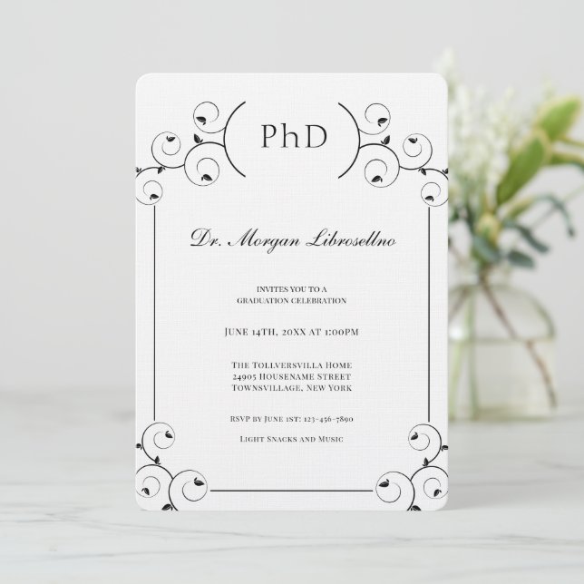 Elegant PhD Graduation Invitation (Standing Front)