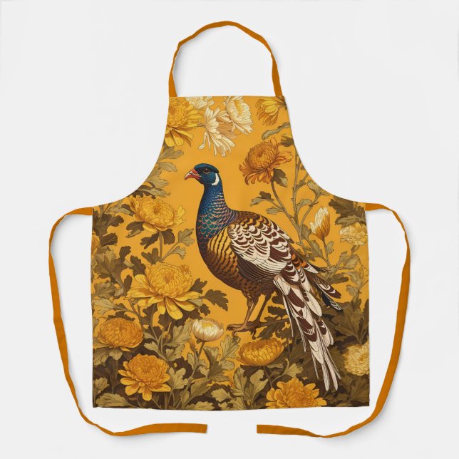 Elegant Pheasant William Morris Inspired Apron (Front)