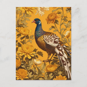 Elegant Pheasant William Morris Inspired Postcard