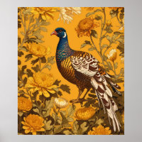 Elegant Pheasant William Morris Inspired