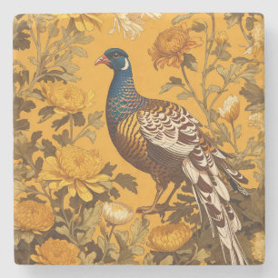 Elegant Pheasant William Morris Inspired Stone Coaster