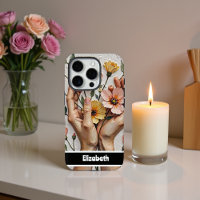 Elegant Phone Case Featuring Floral Hands