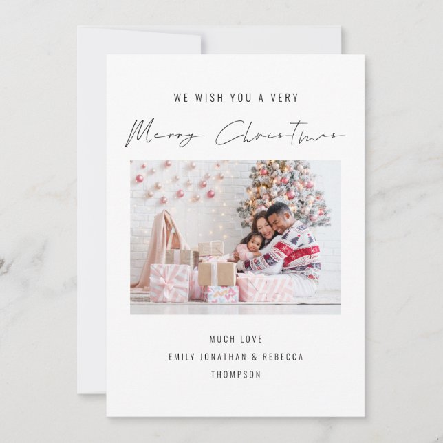 Elegant Photo 2026 Calendar Merry Christmas card (Front)