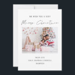 Elegant Photo 2026 Calendar Merry Christmas card<br><div class="desc">Elegant Photo 2026 Calendar Merry Christmas. Add your favourite photo and personalise with your greeting and names at the bottom. Merry Christmas is in a stylish set handwritten style script. With a convenient 2026 calendar on the back for your recipients and Happy New Year greeting.</div>