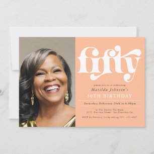 Elegant Photo 50th Birthday Invitation