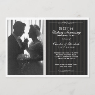 Elegant Photo 50th Wedding Anniversary Party Invitation