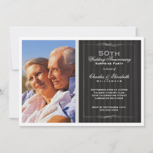 Elegant Photo 50th Wedding Anniversary Party Invitation