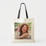 elegant photo and script tote bag<br><div class="desc">modern custom design with an image and a personalised name.</div>