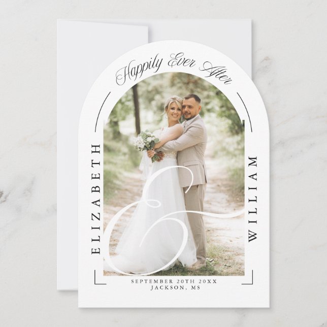 Elegant Photo Arch Calligraphy Wedding Reception Invitation (Front)