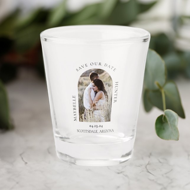 Elegant Photo Arch Frame Save The Date Shot Glass (Elegant Photo Arch Frame Save The Date Shot Glass)
