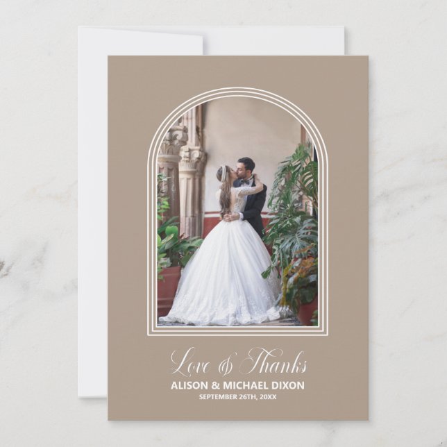 Elegant Photo Arch Wedding Thank You Card (Front)