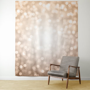 Elegant Photo Backdrop Rose Gold Bokeh Lights Tapestry