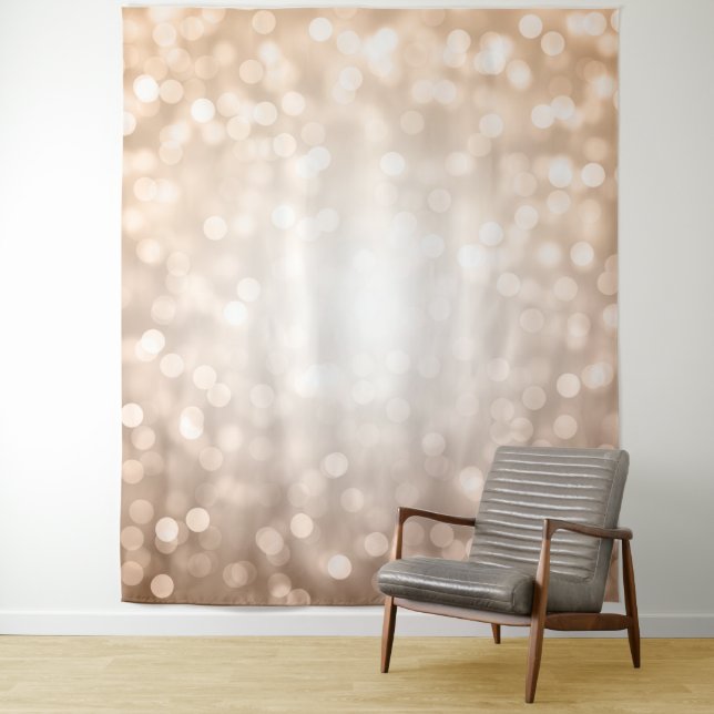 Elegant Photo Backdrop Rose Gold Bokeh Lights Tapestry (In Situ)