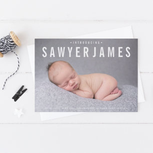 Elegant photo birth announcement