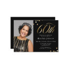 Elegant Photo Black and Gold 60th Birthday