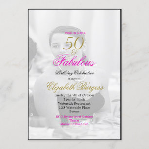 Elegant Photo Black and White 50 and Fabulous Invitation