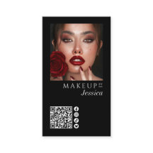 Elegant Photo Black QR Code Social Icons Makeup