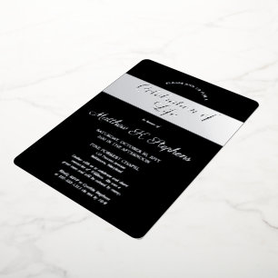 Elegant Photo Black Silver Celebration of Life