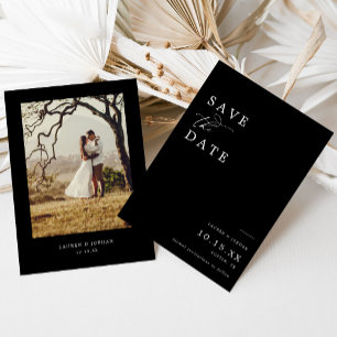 Elegant Photo Black & White Wedding Save The Date