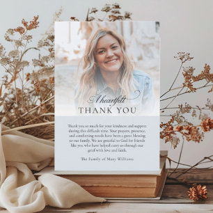 Elegant Photo Blue Christian Funeral Thank You