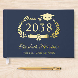 Elegant Photo Blue Graduation Party Guest Book