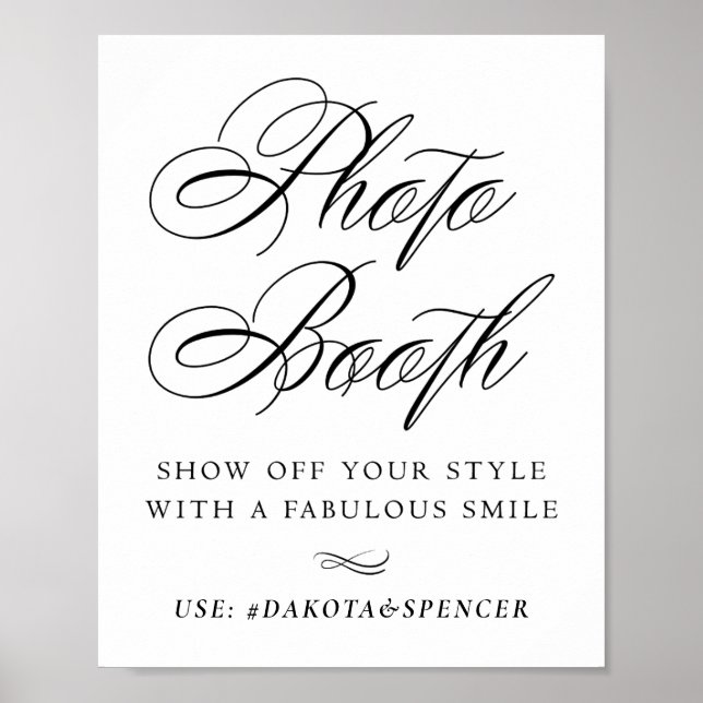 Elegant Photo Booth Smile Black Calligraphy | Chic Poster (Front)