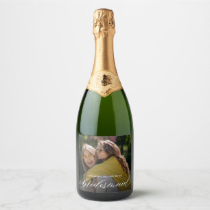 Elegant Photo Bridesmaid Proposal Sparkling Wine Label