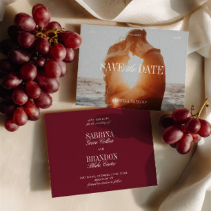 Elegant Photo Burgundy Save the Date Card